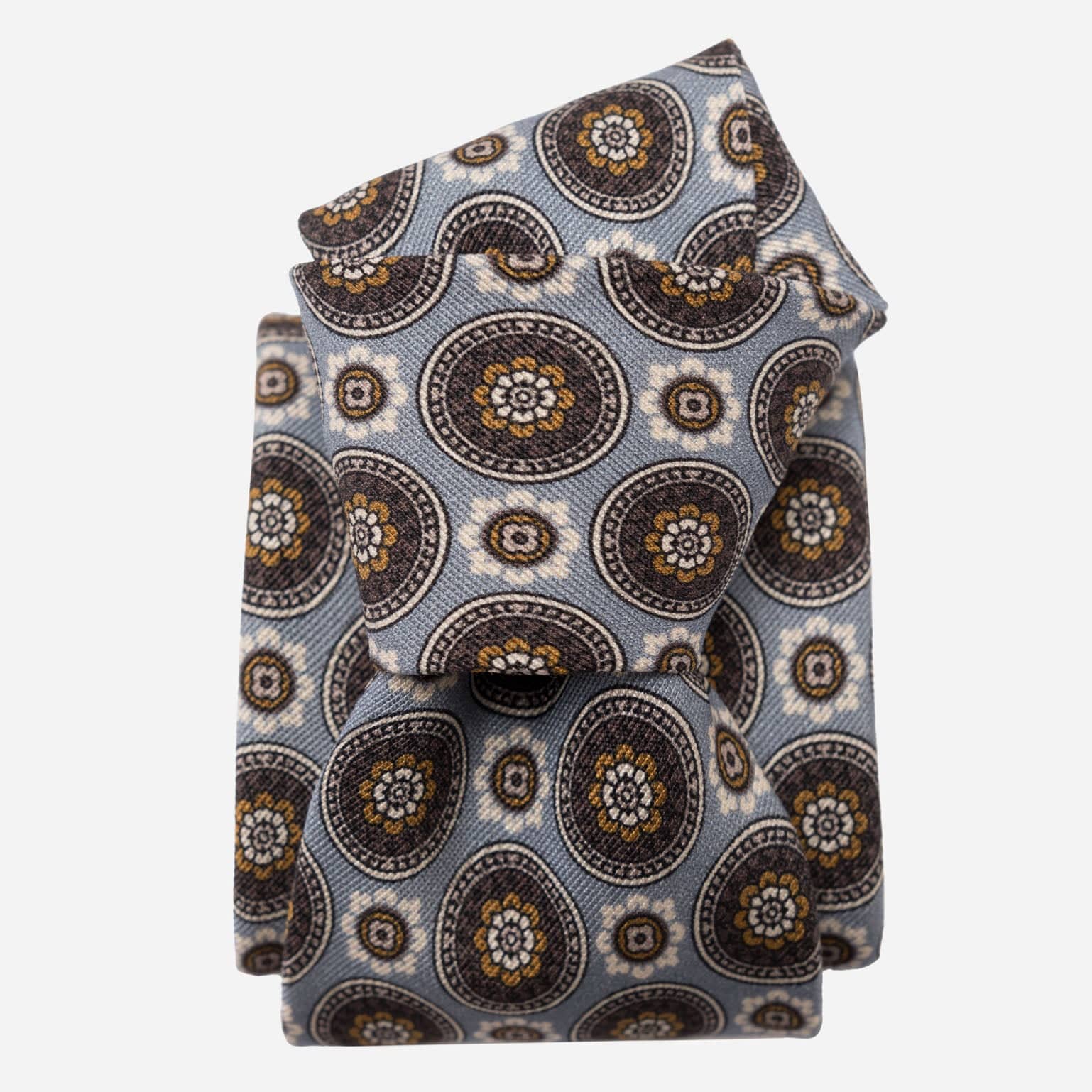 La Vigna - Printed Wool & Silk Tie - Grey - Solstik