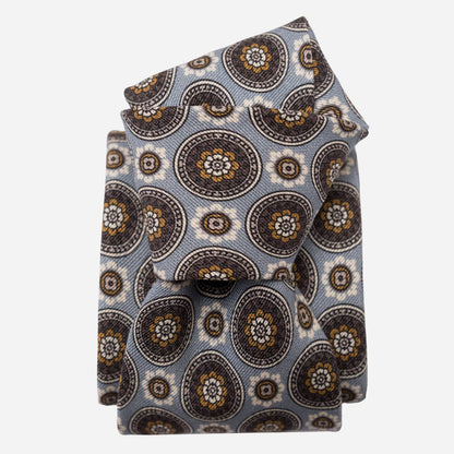 La Vigna - Printed Wool & Silk Tie - Grey - Solstik