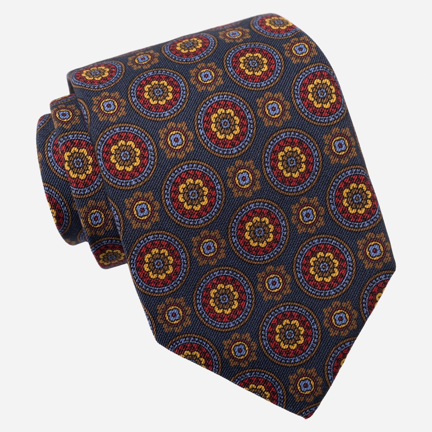 La Vigna - Printed Wool & Silk Tie - Navy - Solstik