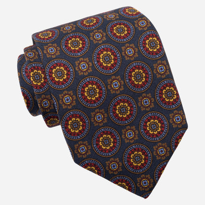 La Vigna - Printed Wool & Silk Tie - Navy - Solstik