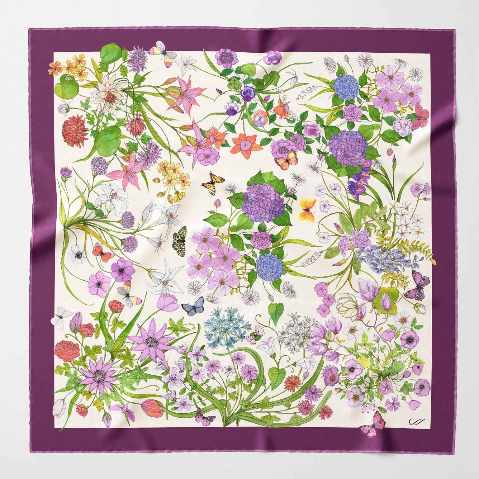 Flora - Silk Foulard - Berry - Solstik