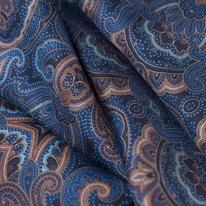 Ferrara - Silk Scarf - Blue & Brown - Solstik