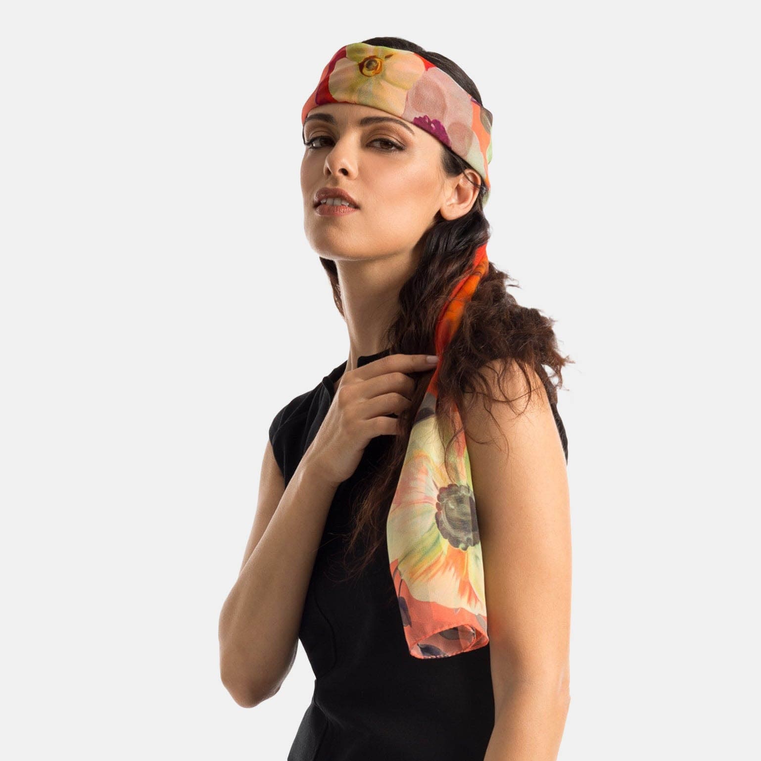Campo de' Fiori - Long Silk Scarf - Coral - Solstik