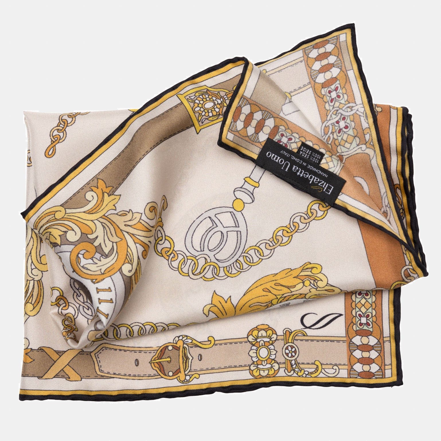 Like Clockwork - Silk Pocket Square - Beige - Solstik