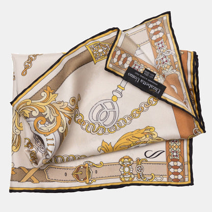 Like Clockwork - Silk Pocket Square - Beige - Solstik
