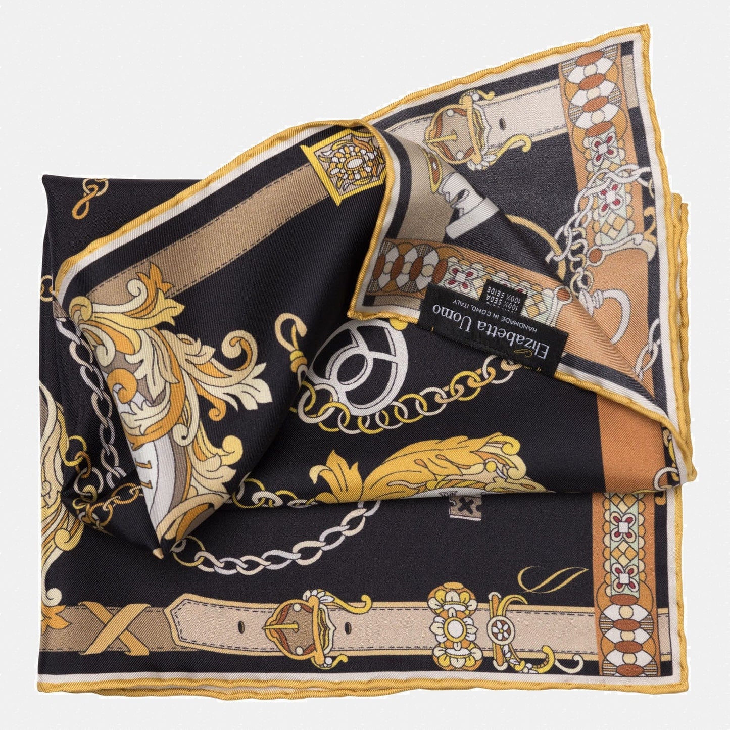 Like Clockwork - Silk Pocket Square - Black - Solstik