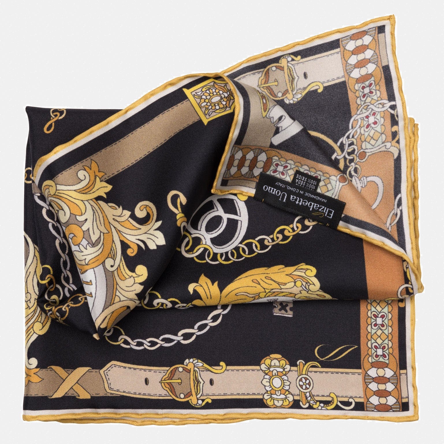 Like Clockwork - Silk Pocket Square - Black - Solstik