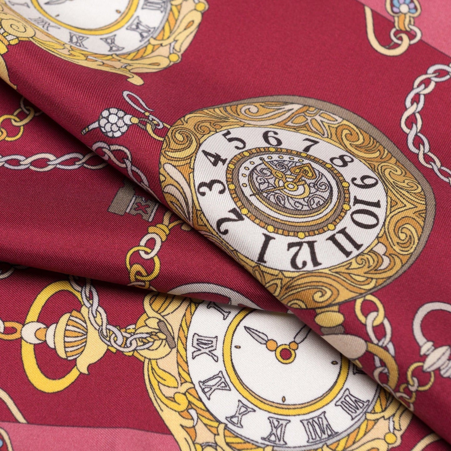 Like Clockwork - Silk Pocket Square - Cerise - Solstik