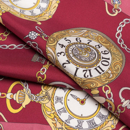 Like Clockwork - Silk Pocket Square - Cerise - Solstik