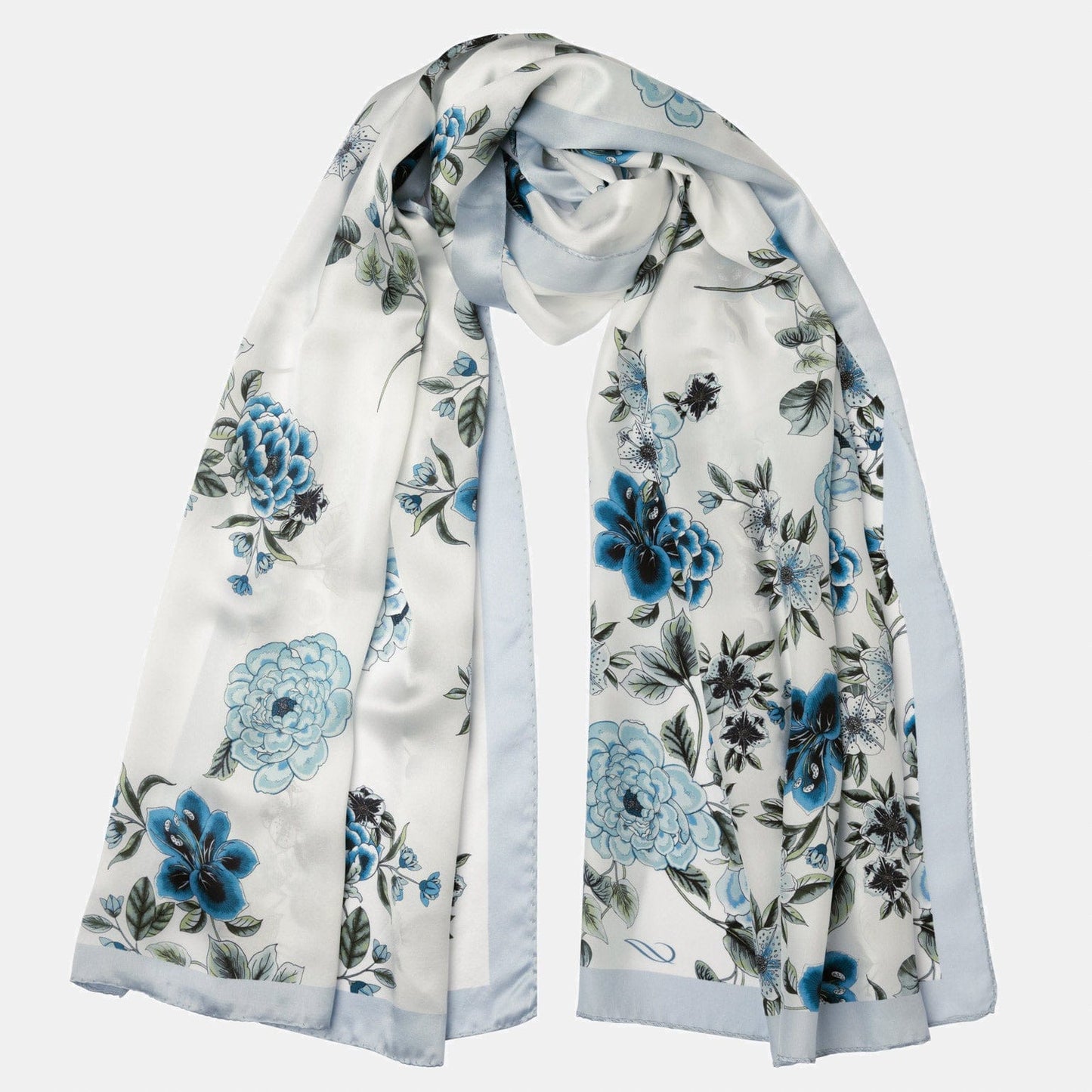 Bella - Silk Scarf Shawl - Blue - Solstik