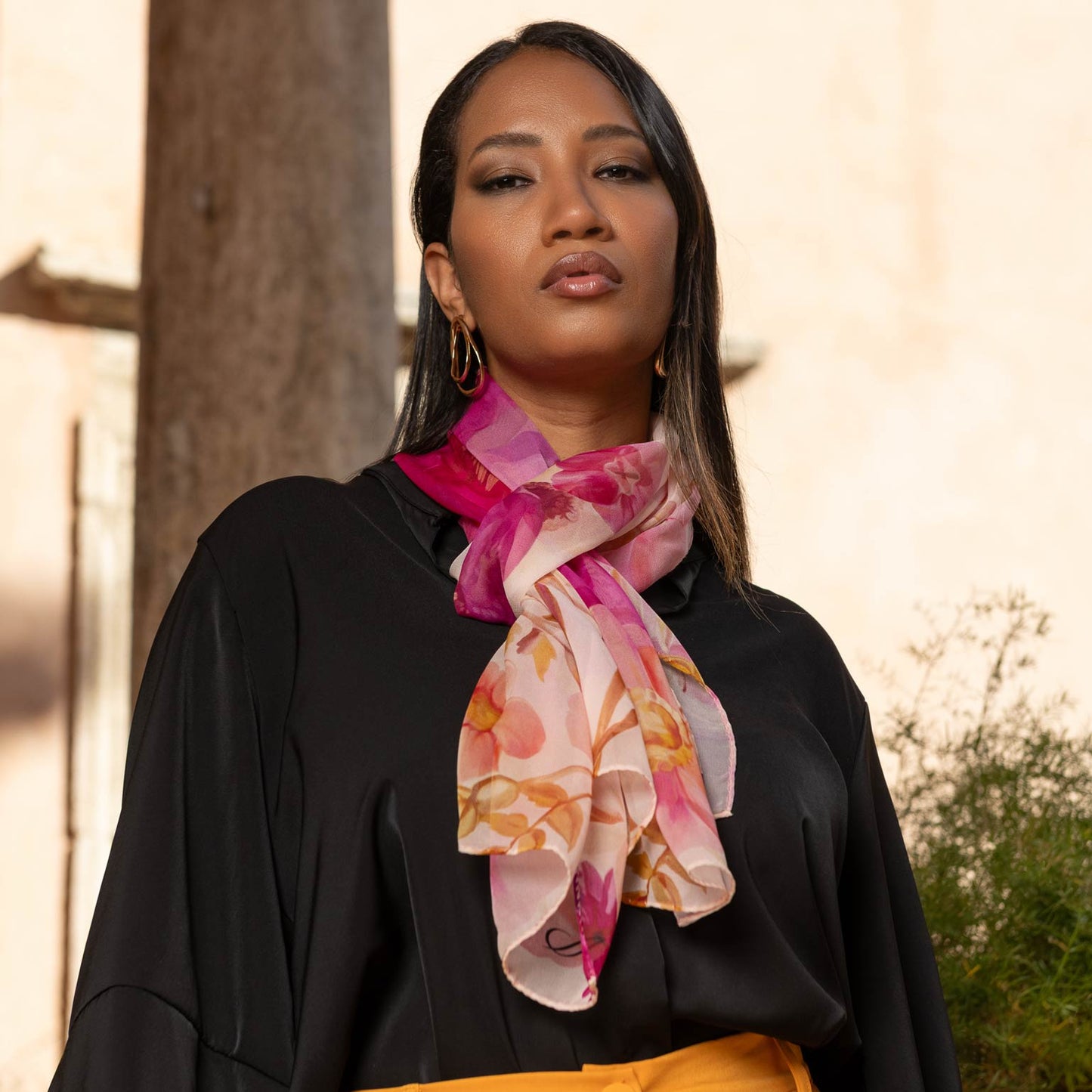 Campo de' Fiori - Long Silk Scarf - Pink - Solstik