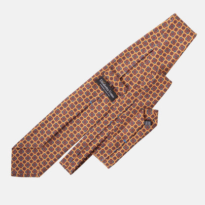 Parma - Printed Madder Silk Tie - Amber Yellow - Solstik