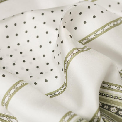 Verona - Silk Neckerchief - White & Sage - Solstik