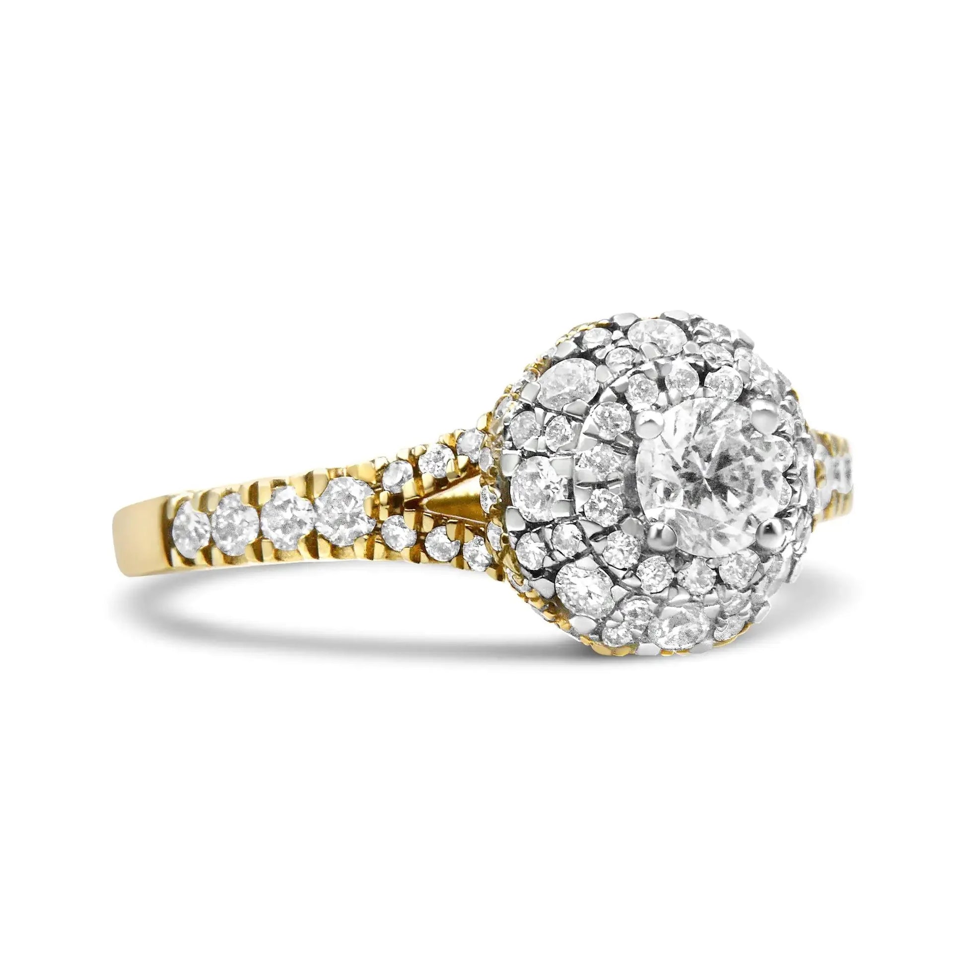 14K Dual Gold 1ct Diamond Halo Engagement Ring - Solstik