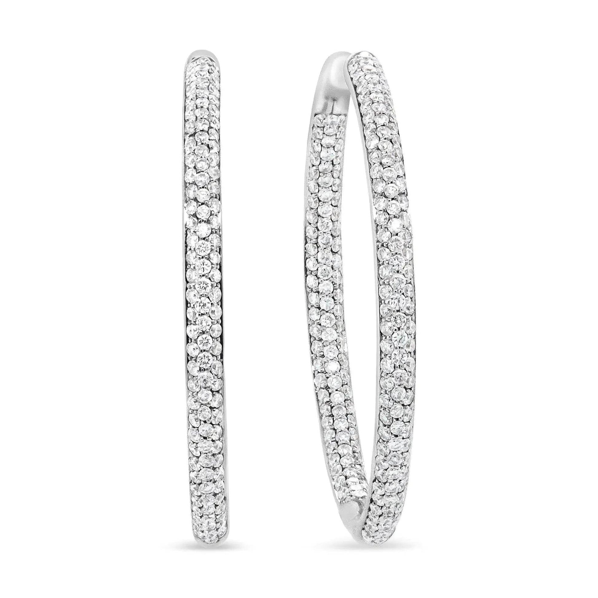 18K White Gold Double Shine 2ct Diamond Hoops - Solstik