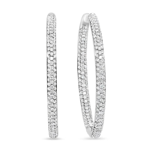 18K White Gold Double Shine 2ct Diamond Hoops - Solstik