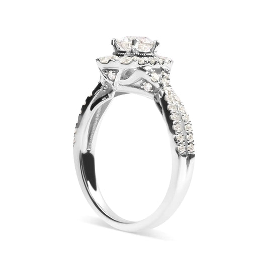 GIA 14K White Gold 1.2 CTW Diamond Halo Engagement Ring - Solstik