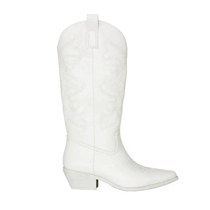 Vintage Women's Chunky Heel High Cowboy Boots - Solstik