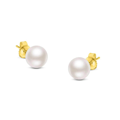 14K Gold Akoya Pearl Stud Earrings - Select Your Size - Solstik