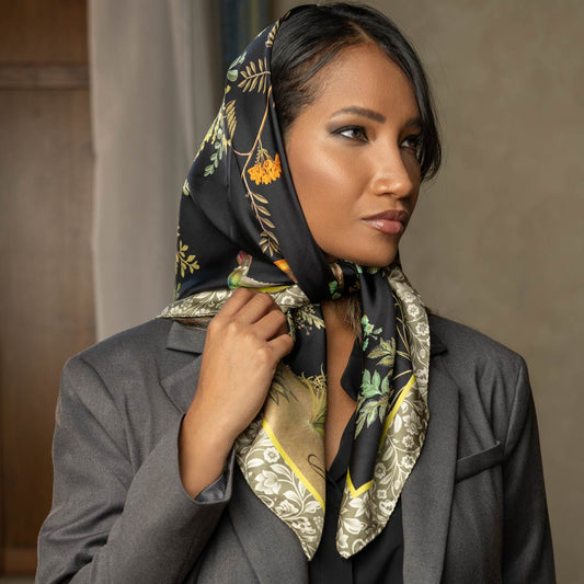 Fantasia - Silk Foulard - Black - Solstik