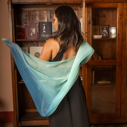 Sophia - Silk Scarf Shawl - Sea Blue - Solstik