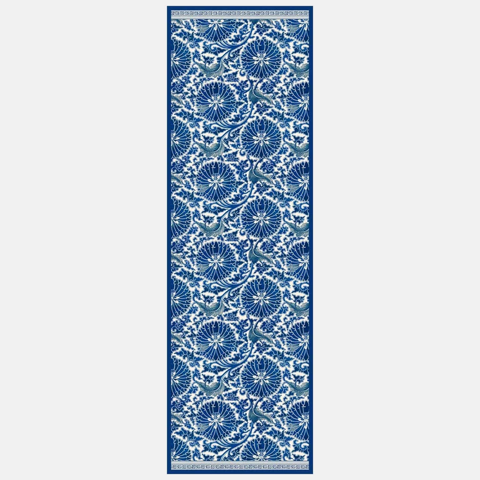 Rosalba - Long Silk Scarf - Blue - Solstik