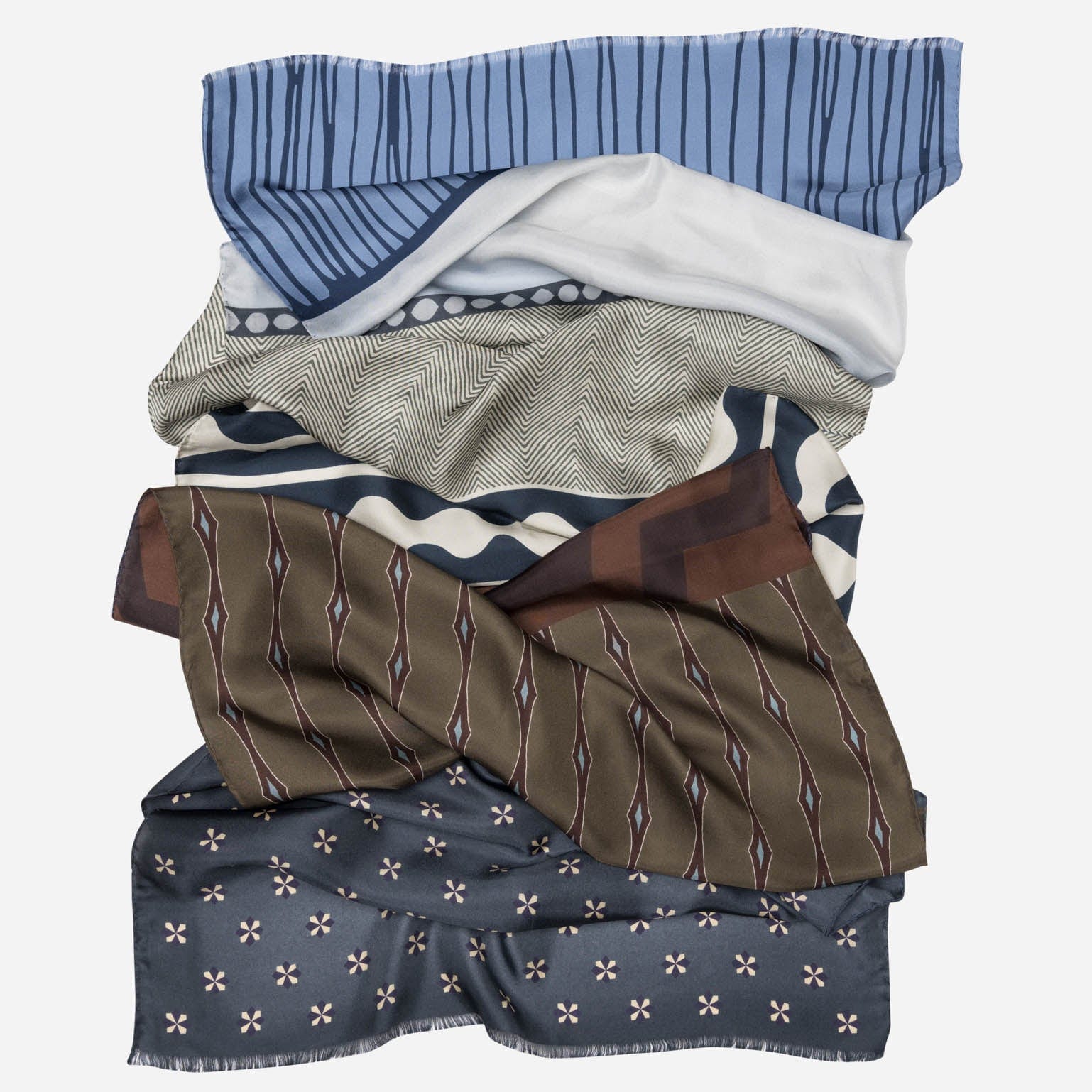 Atri - Long Silk Scarf- Blue - Solstik