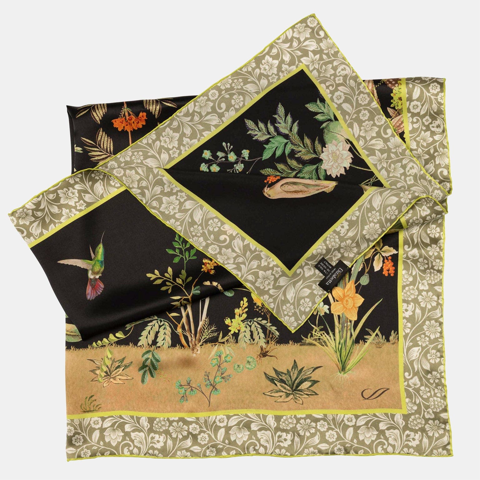 Fantasia - Silk Foulard - Black - Solstik