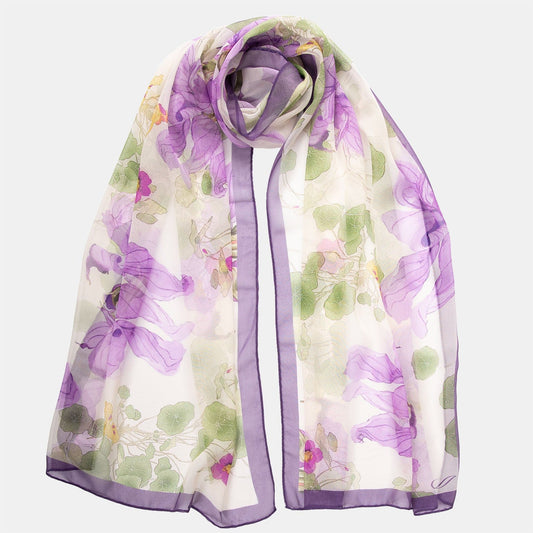 Monique - Long Silk Scarf - Lavender - Solstik
