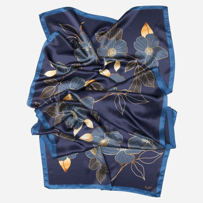 Laura - Silk Scarf Shawl - Navy - Solstik