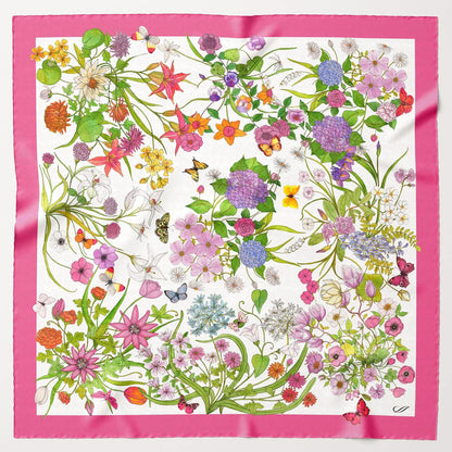 Flora - Silk Foulard - Pink - Solstik