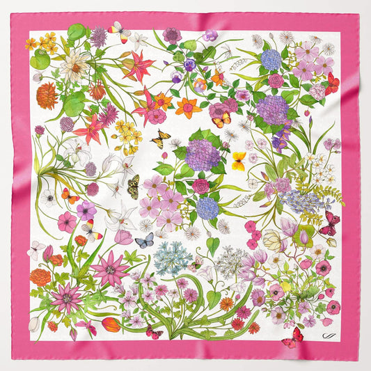 Flora - Silk Foulard - Pink - Solstik