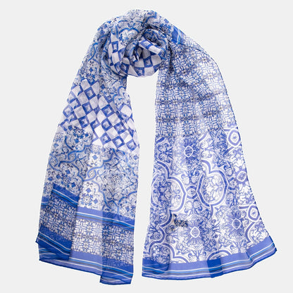 Miramar - Long Silk Scarf - Blue - Solstik