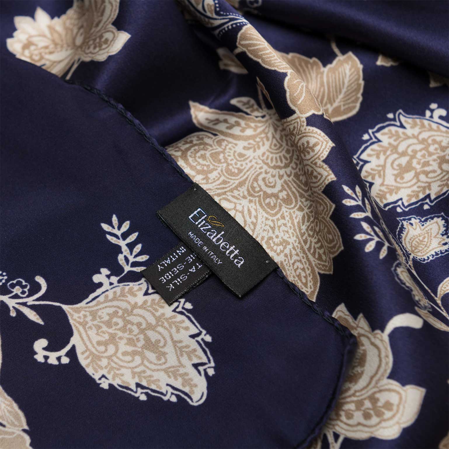 Esmeralda - Silk Scarf Shawl - Midnight Blue & Gold - Solstik