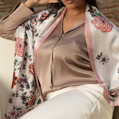 Bella - Silk Scarf Shawl - Rose - Solstik