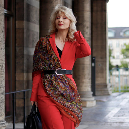 Helena - Silk Scarf Shawl - Rust - Solstik