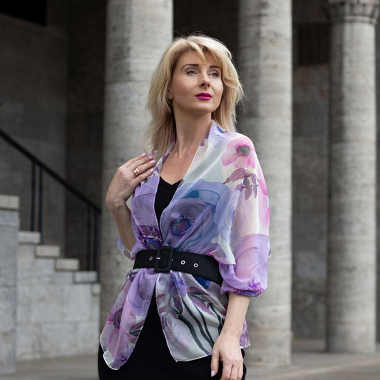 Campo de' Fiori - Long Silk Scarf - Lavender - Solstik