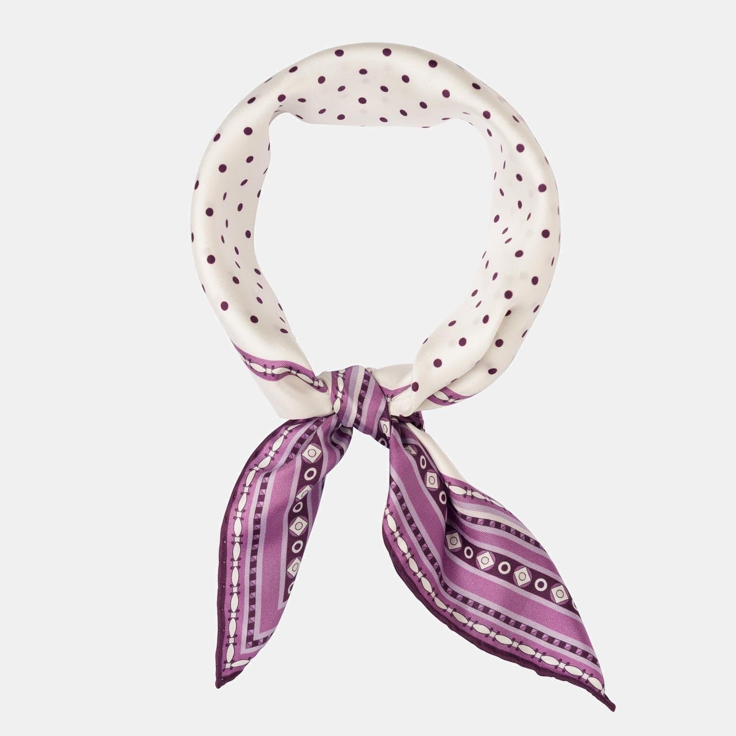 Verona - Silk Neckerchief - White & Lilac - Solstik