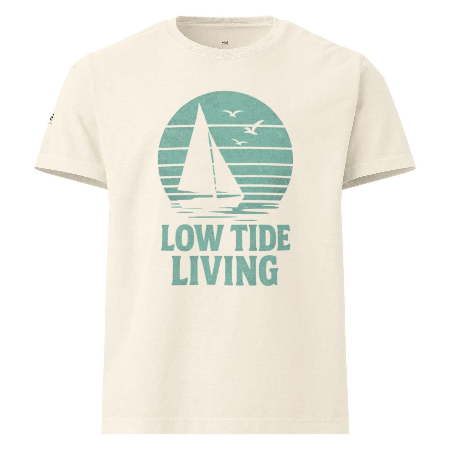 Solstik Beige Sailboat Print T-Shirt Luxury Soft Tee/ Steel - Solstik #