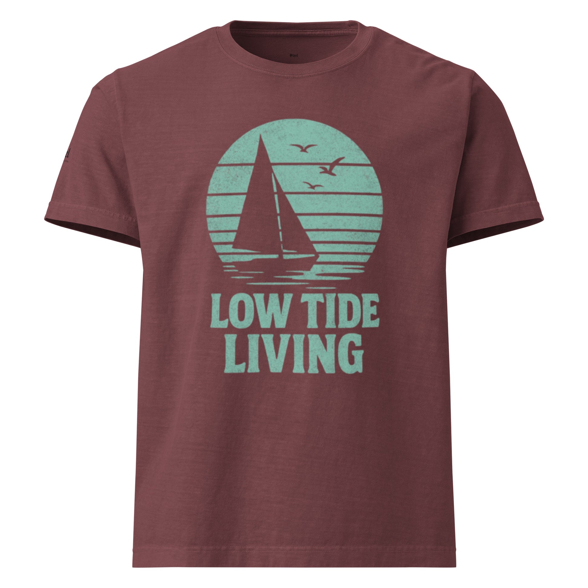 Solstik Beige Sailboat Print T-Shirt Luxury Soft Tee/ Steel - Solstik #