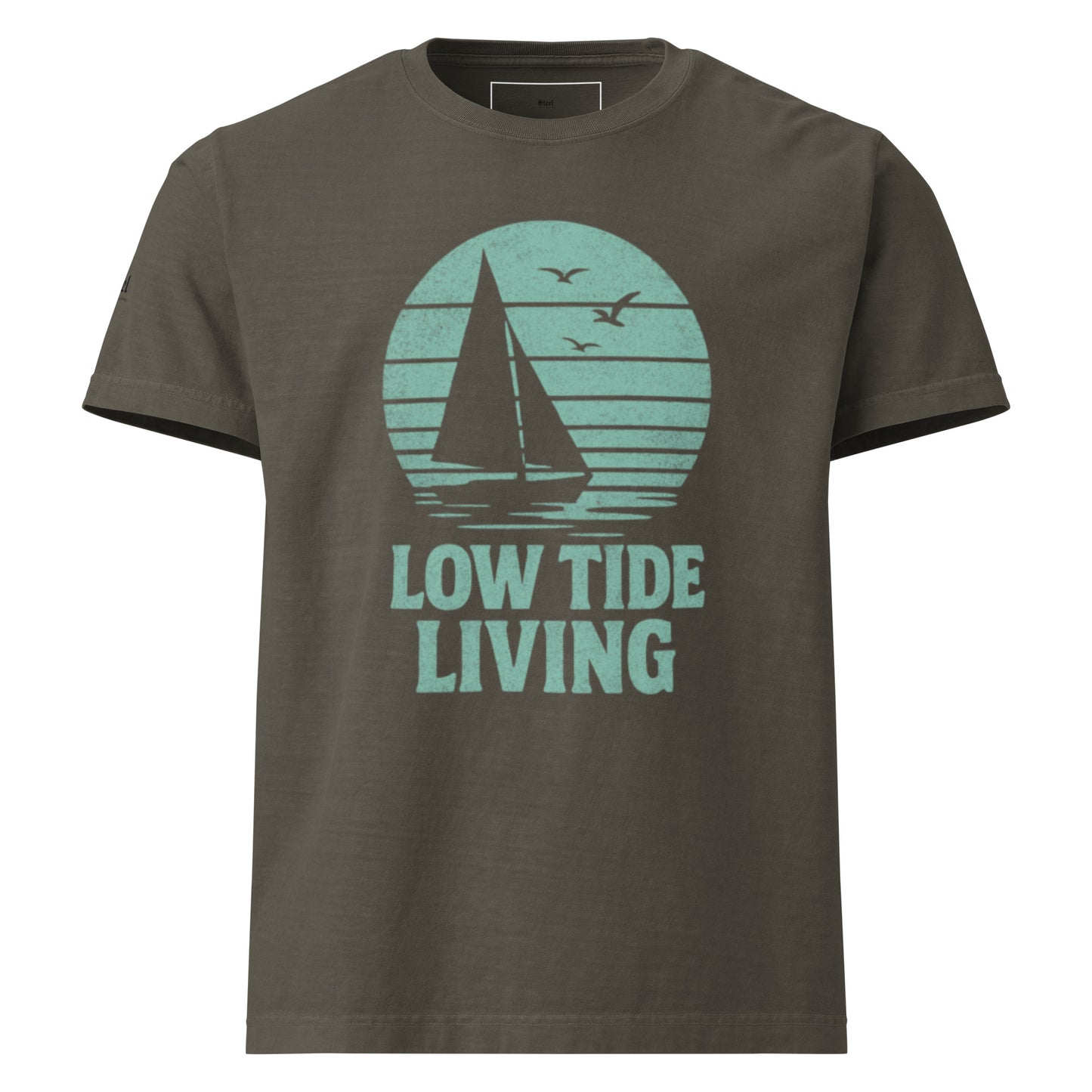 Solstik Beige Sailboat Print T-Shirt Luxury Soft Tee/ Steel - Solstik #