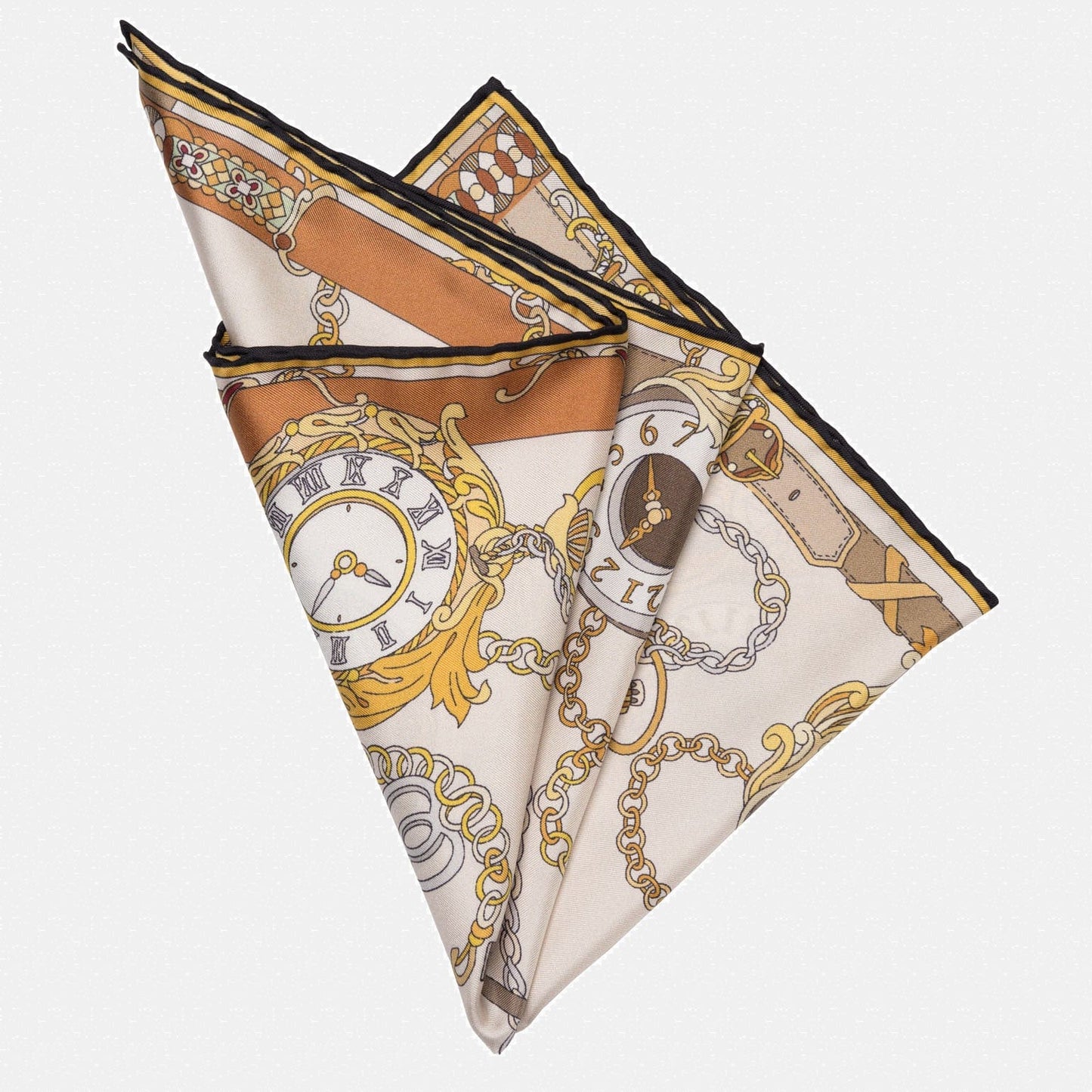 Like Clockwork - Silk Pocket Square - Beige - Solstik