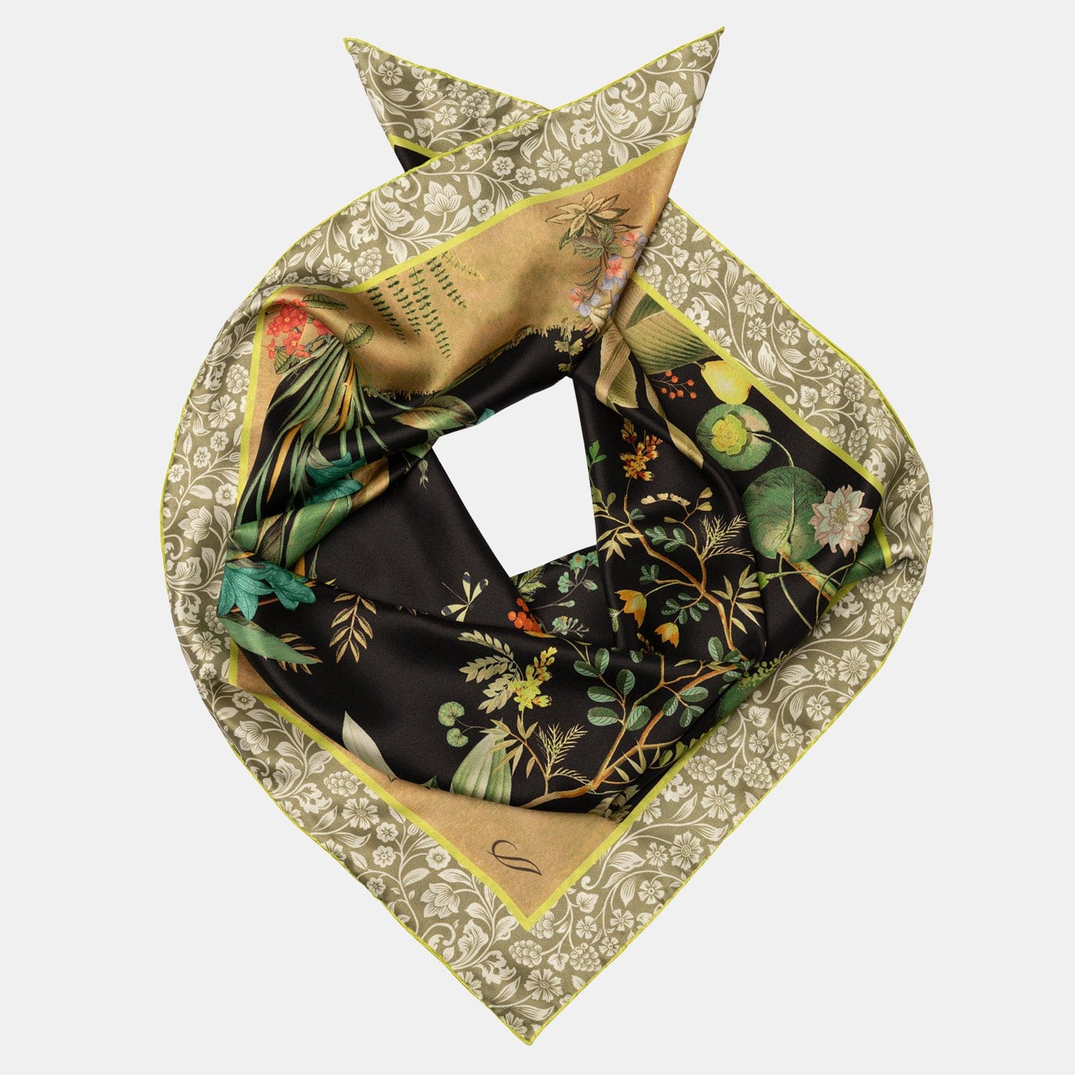 Fantasia - Silk Foulard - Black - Solstik