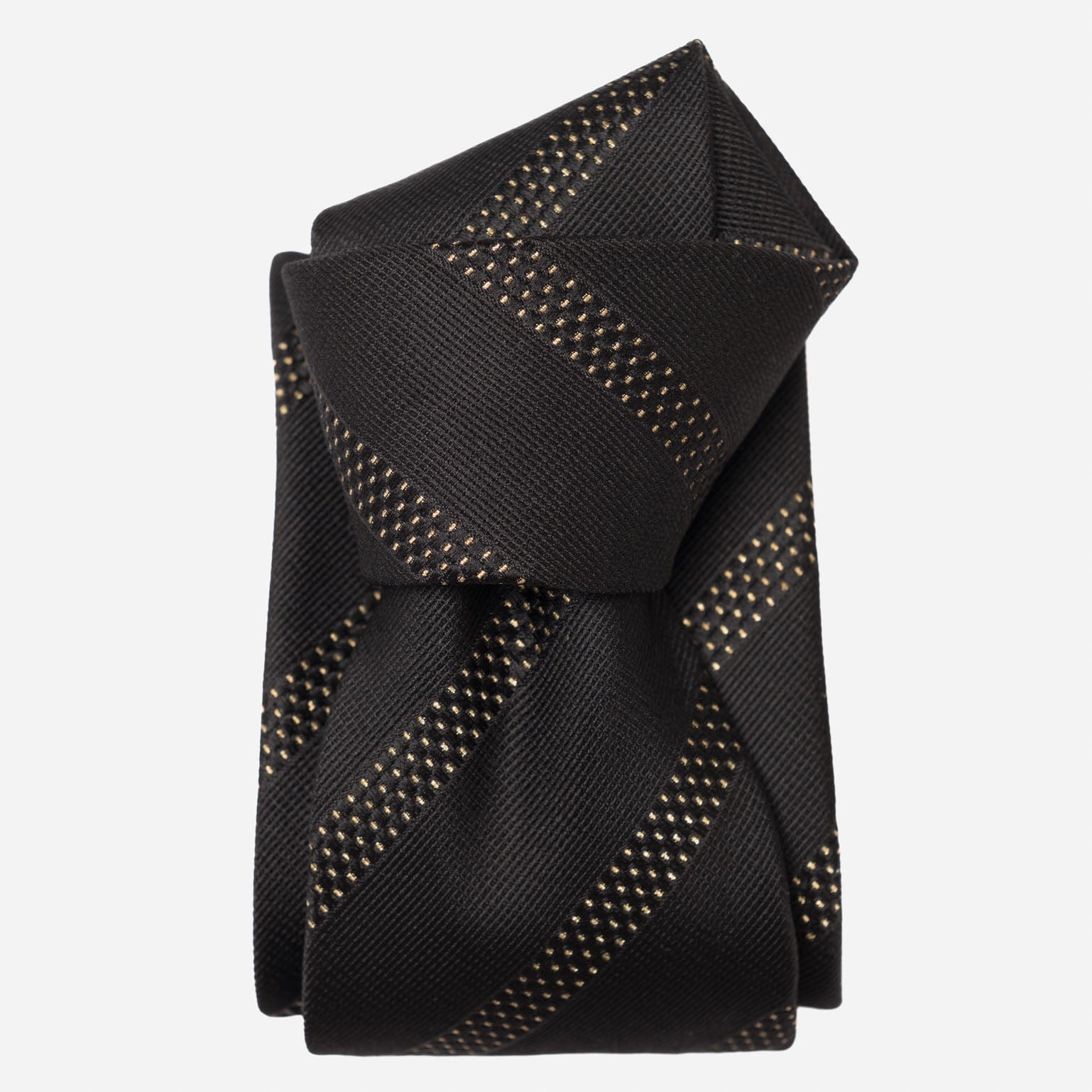 Milano - Silk Jacquard Tie - Black and Gold - Solstik