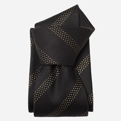 Milano - Silk Jacquard Tie - Black and Gold - Solstik