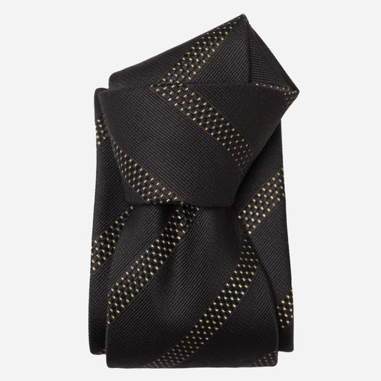 Milano - Silk Jacquard Tie - Black and Gold - Solstik