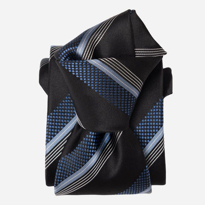 Corso - Silk Jacquard Tie - Black & Blue - Solstik