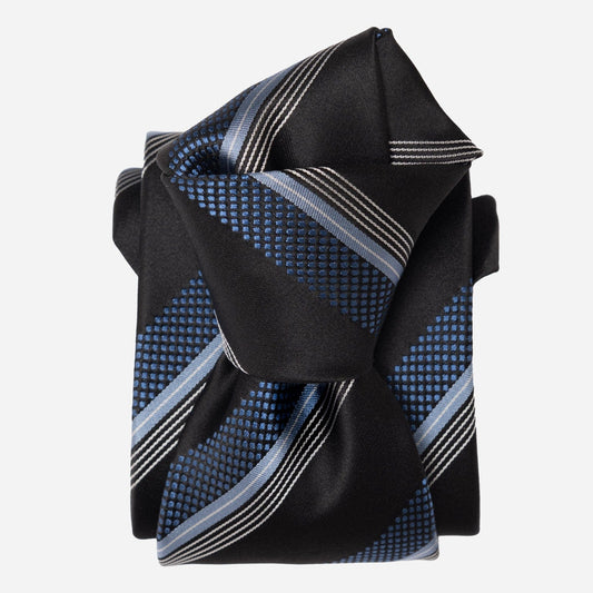 Corso - Silk Jacquard Tie - Black & Blue - Solstik