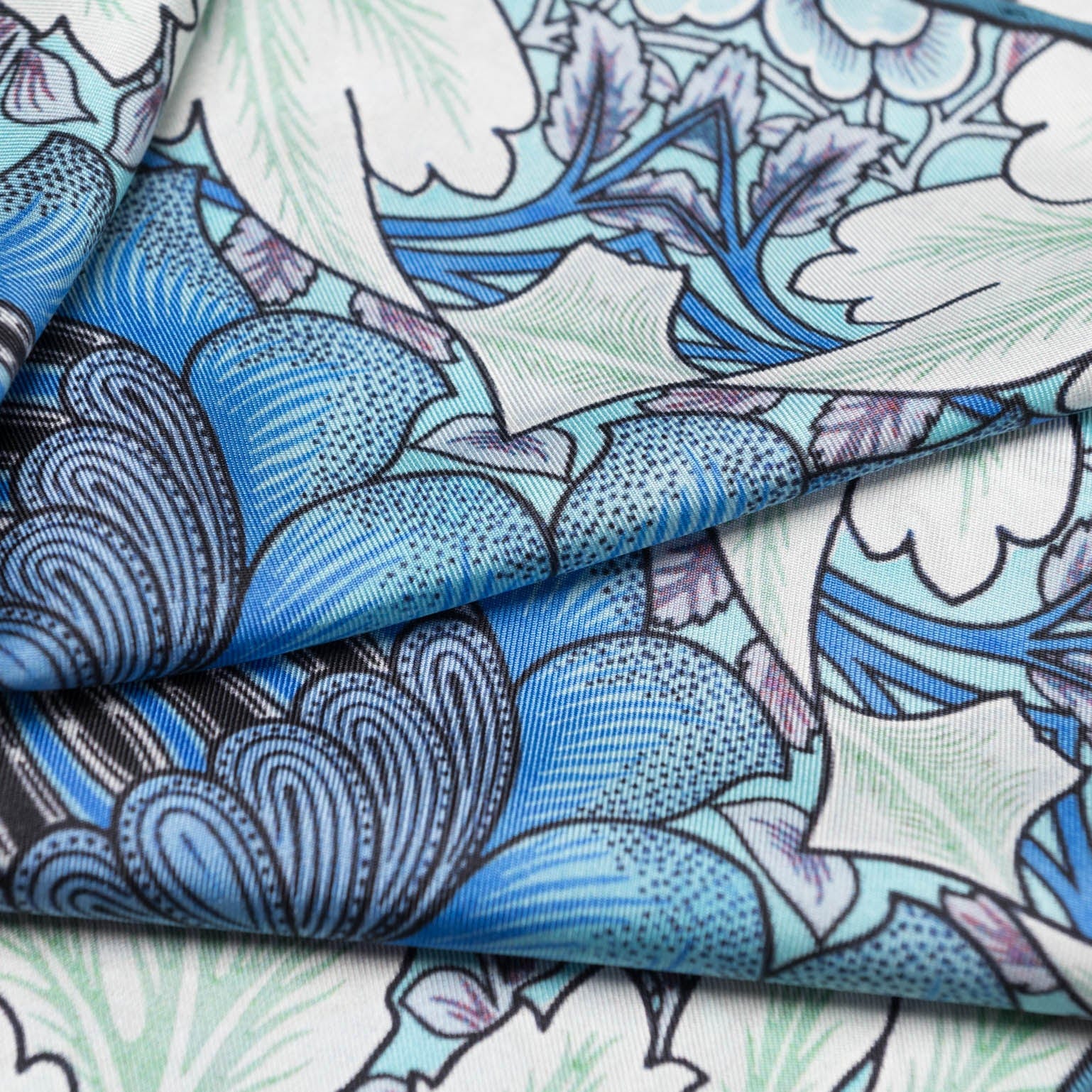 Londra - Silk Pocket Square - Blue and Mint - Solstik