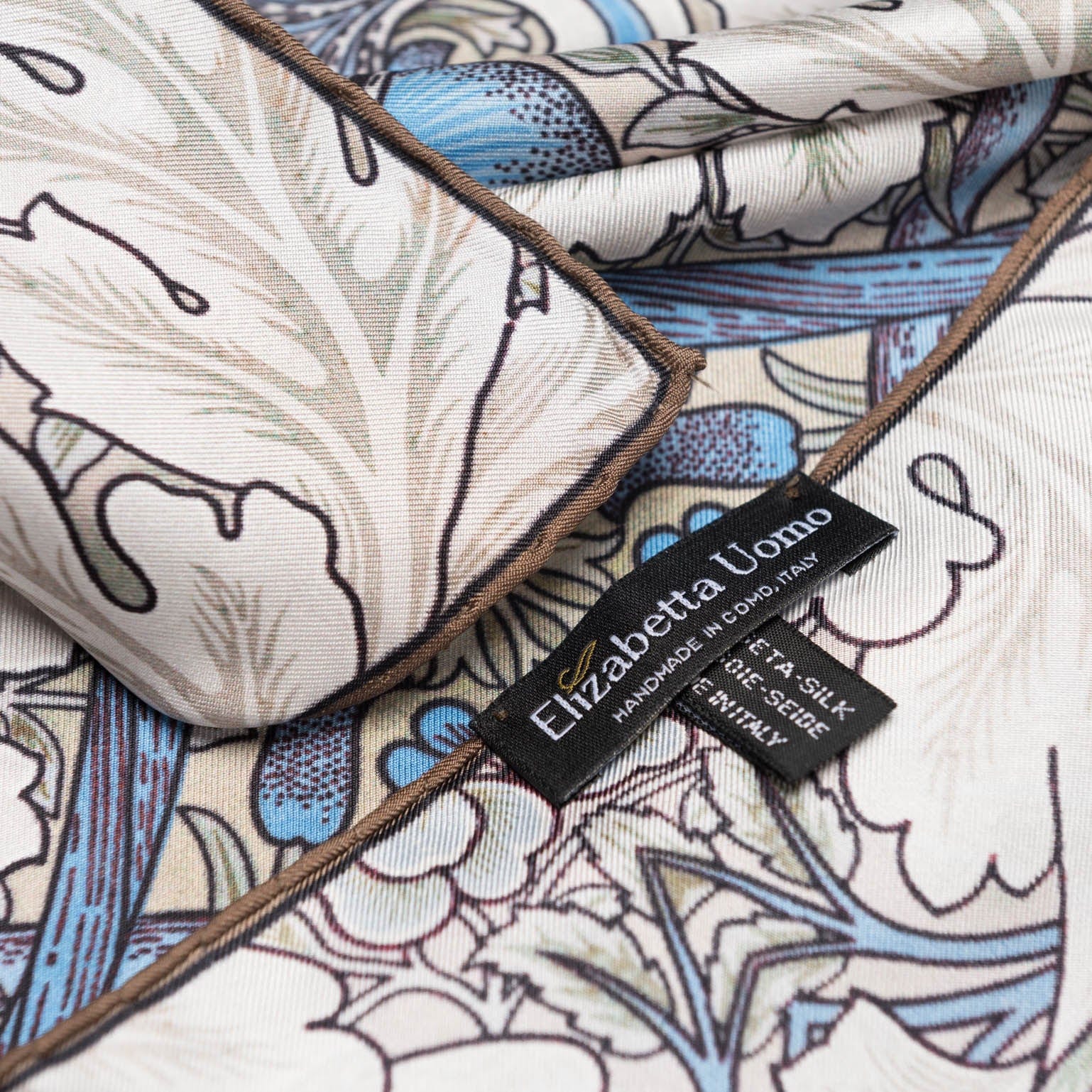 Londra - Silk Pocket Square - Blue and Tan - Solstik